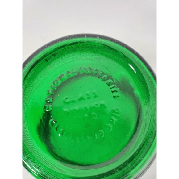 Vintage National Potteries Cleveland OH Green Ribbed Glass Planter Flower Pot - Picture 7 of 10